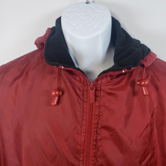 Totes Mens Size Medium Rain Jacket Coat Removable Hood Fleece Lined Maroon / R41 - Picture 2 of 6